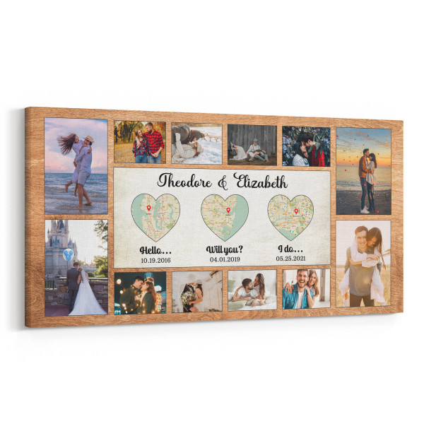 Will You – I Do Maps and Photo Collage Canvas Print