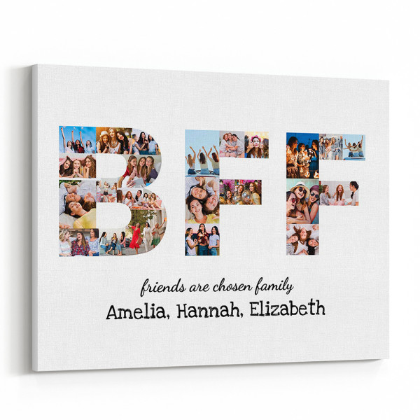 BFF Friends Are Chosen Family Photo Collage Canvas Print
