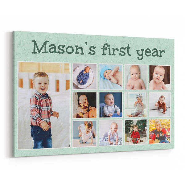 Baby’s First Year Photo Collage Canvas Print