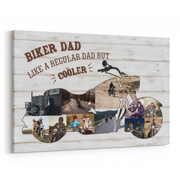 Biker Dad Like A Regular Dad But Cooler Cruiser Motorcycle Photo Collage Canvas Print