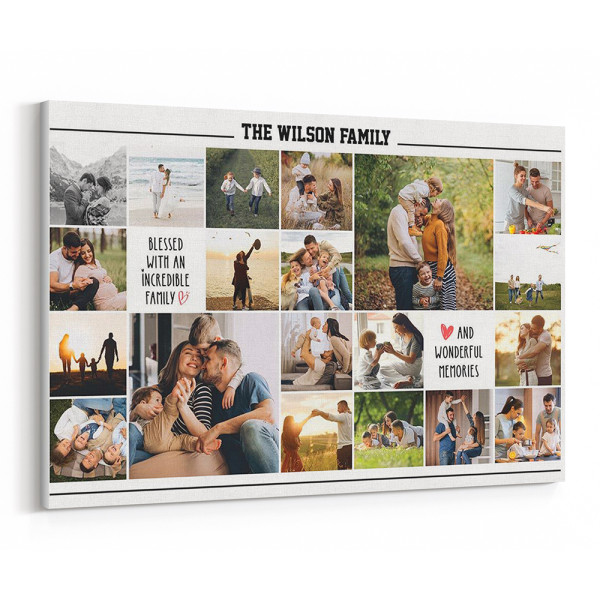 Blessed With An Incredible Family Photo Collage Canvas Print