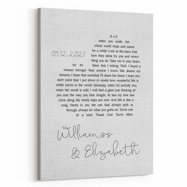 Custom Heart-shaped Song Lyrics Canvas Print