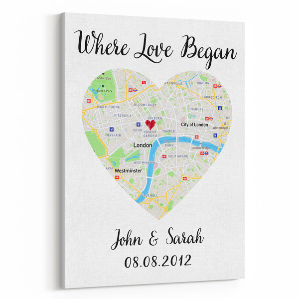 Custom One Heart Map Art Print