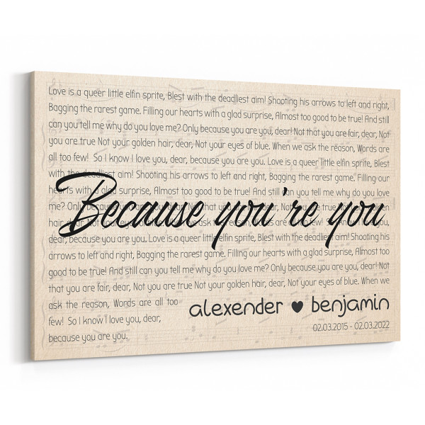 Custom Wedding Song Anniversary Gift Canvas