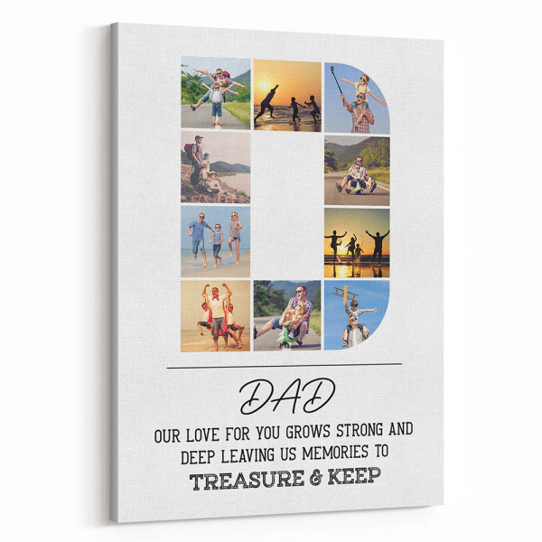 Dad Our Love For You Custom Photo Collage Canvas Print