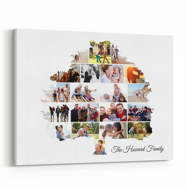 Family Tree Photo Collage Custom Canvas Print