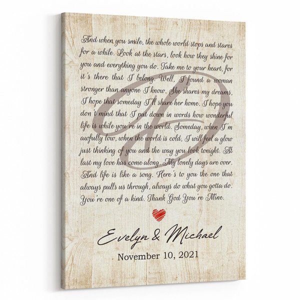 Custom First Dance Lyrics on Canvas Print
