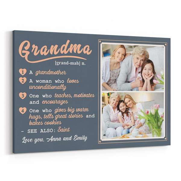 Grandma Definition Custom Photo Canvas Print