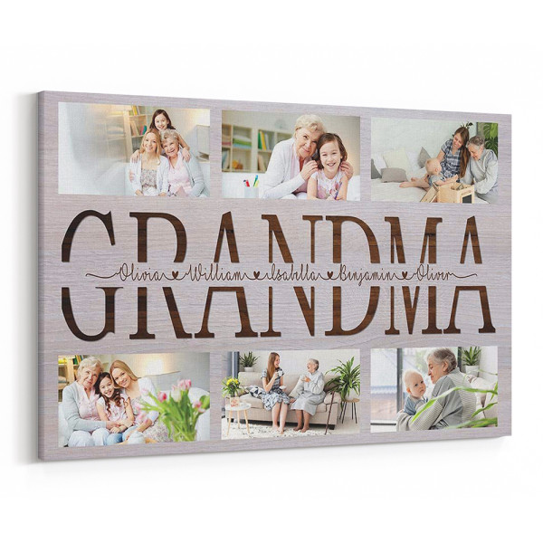 Grandma Gift With Grandkids Names Custom Canvas Print