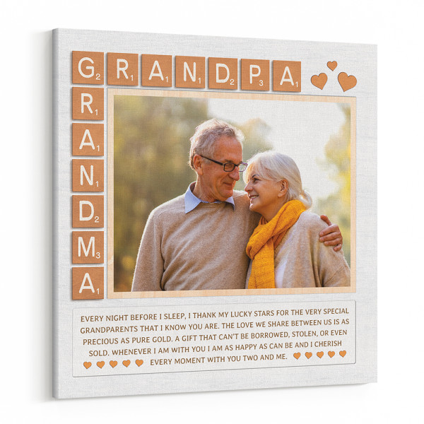 Grandpa And Grandma Scrabble Custom Canvas Print
