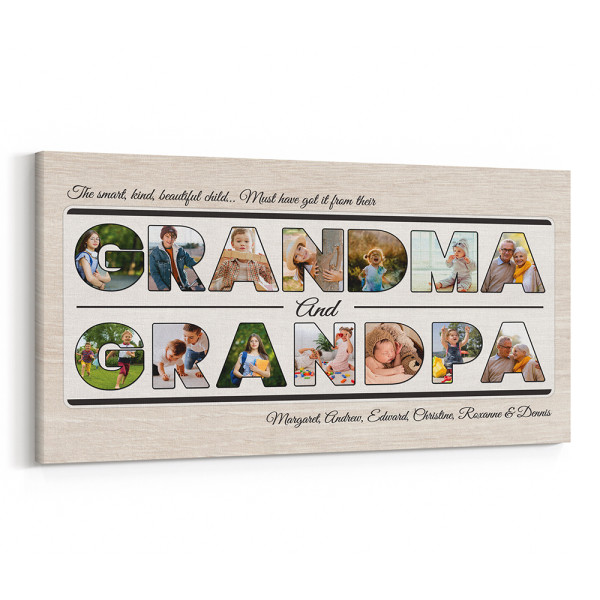 Grandparents Word Art Photo Collage Canvas Print