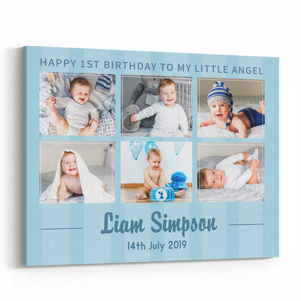 Happy 1st Birthday Boy/Girl Photo Collage Canvas Print