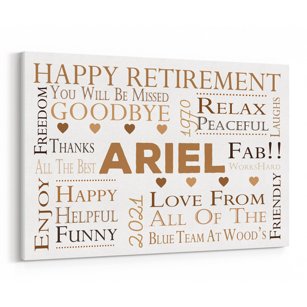 Happy Retirement Custom Word Art Canvas Print