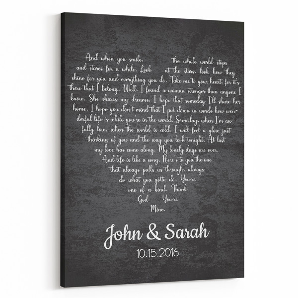 Heart-Shaped Song Lyrics 6th Anniversary Canvas Print