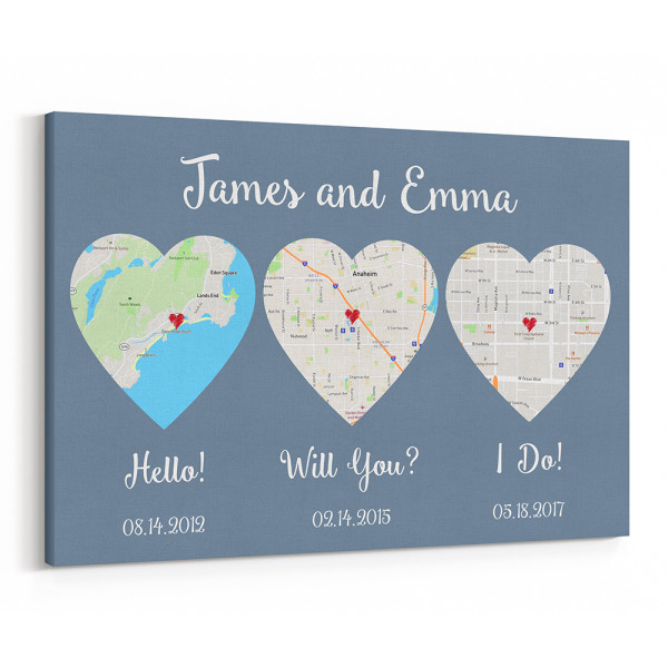 Hello – Will You – I Do Map Canvas Print – Slate Gray Background Color
