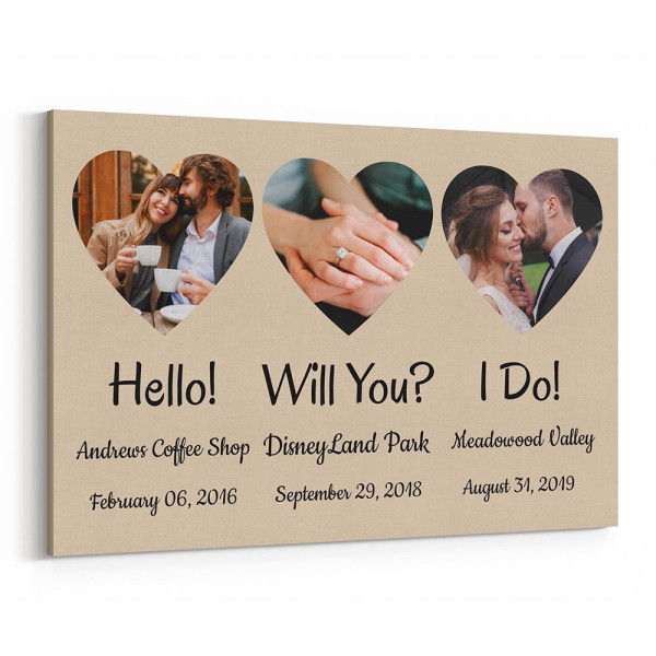 Hello – Will You – I Do Photo Upload Canvas Print