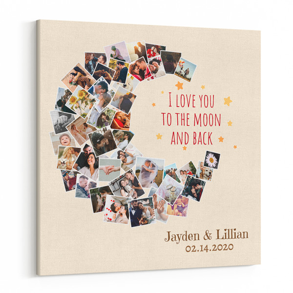 I Love You To The Moon and Back Photo Collage Canvas Print