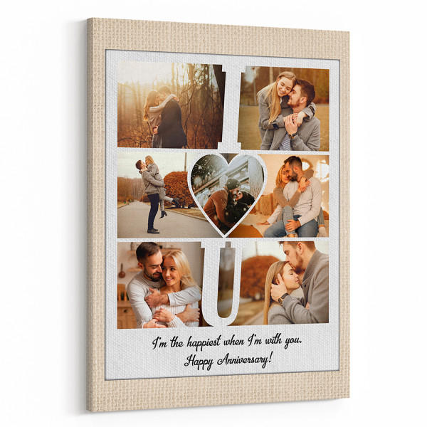 I’m The Happiest When I’m With You Anniversary Photo Canvas Print Gift