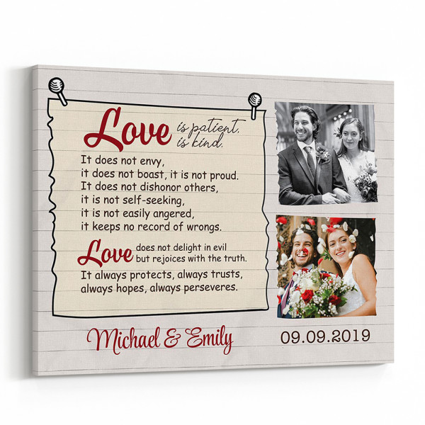 “Love Is Patient, Love Is Kind” Custom Photo Canvas