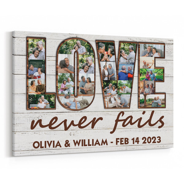 LOVE Never Fails Photo Collage Christian Canvas Print