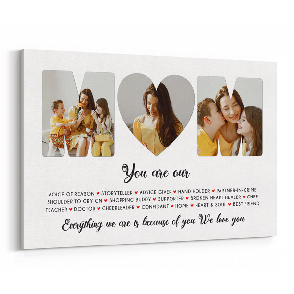 MOM Custom Heart-Shaped Photo Canvas Print