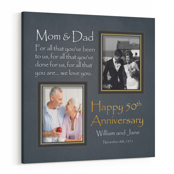 Happy 50th Wedding Anniversary Mom And Dad Canvas Print