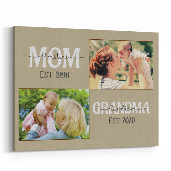 Mom And Grandma Established Custom Canvas Print