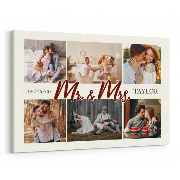 Mr And Mrs Custom Photo Collage Canvas Print