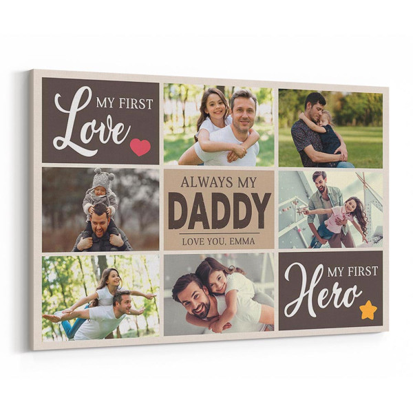 My First Love My First Hero Custom Photo Collage Canvas Print