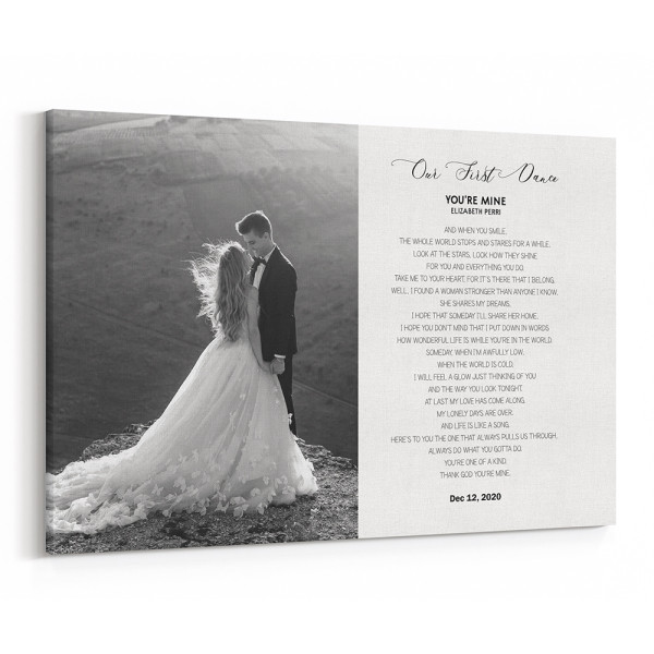 Our First Dance Custom Song Lyrics With Photo Canvas Print