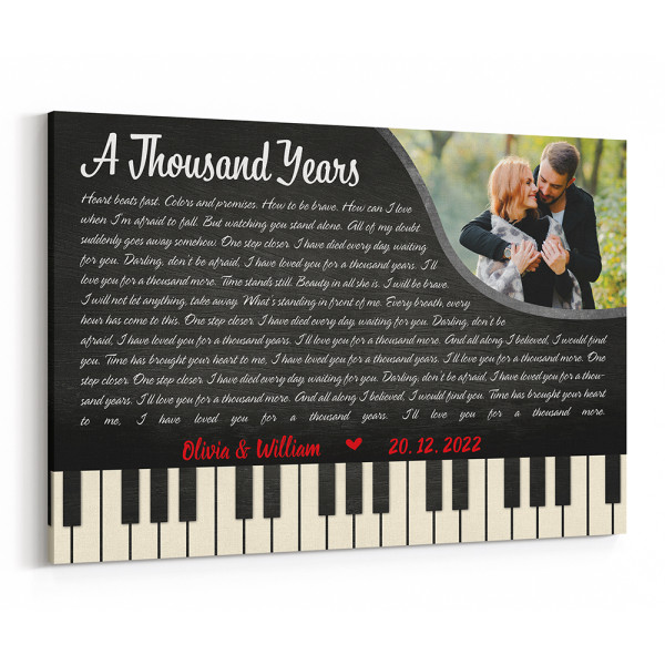 Personalized Piano Song Lyrics Canvas Print
