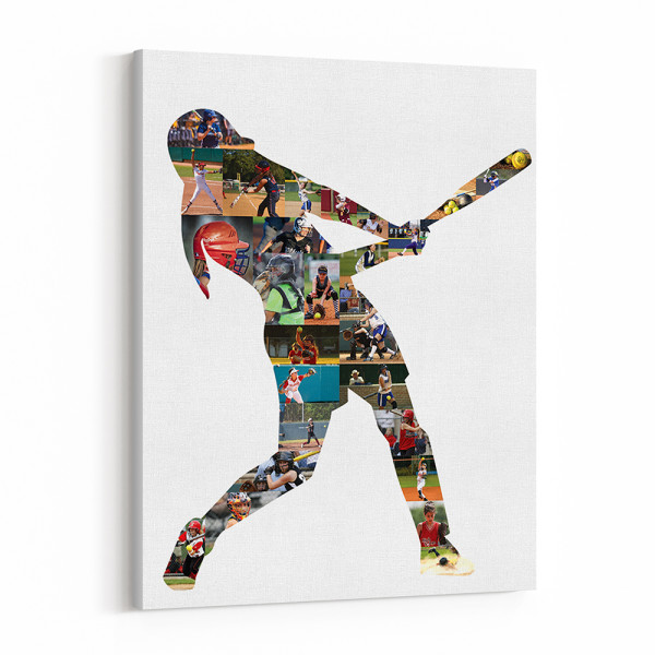 Softball Photo Collage Custom Canvas Print