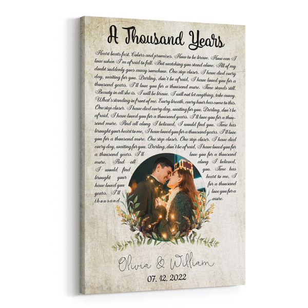 Custom Romantic Song Lyrics Canvas