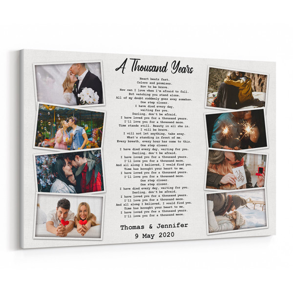 Custom Wedding Lyrics 8 Photo Canvas