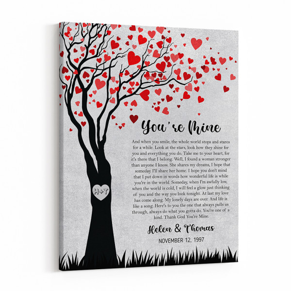 Song Lyrics Love Tree Custom 25th Anniversary Canvas Print
