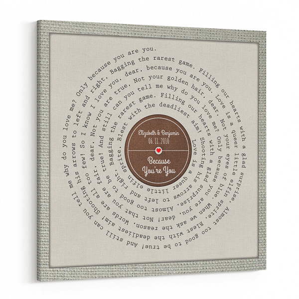 Spiral Song Lyrics 12th Linen Anniversary Canvas Print