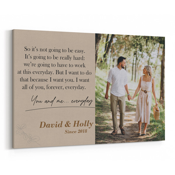 The Notebook Love Quote Personalized Photo Canvas Print