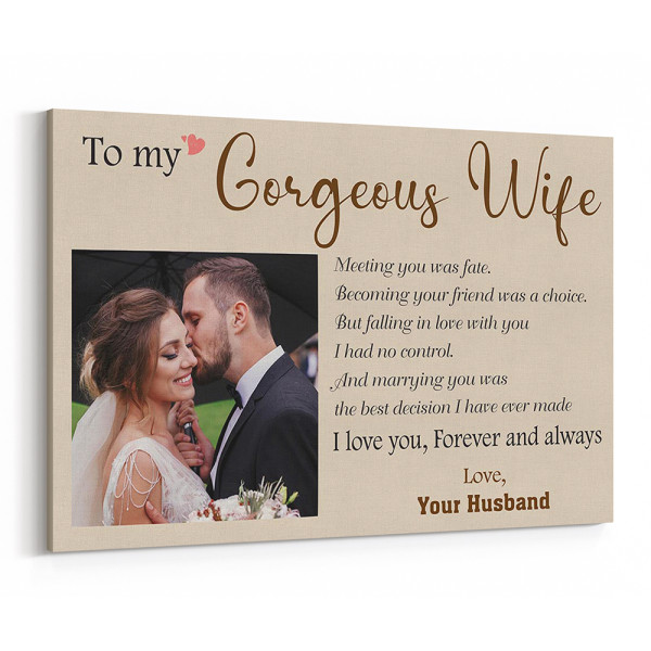 To My Gorgeous Wife Photo Canvas Print