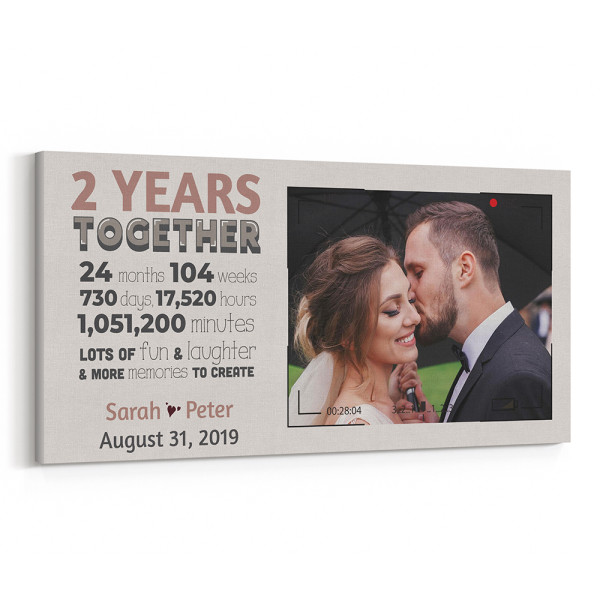 2nd Anniversary Custom Photo Canvas Print- Two Years Together