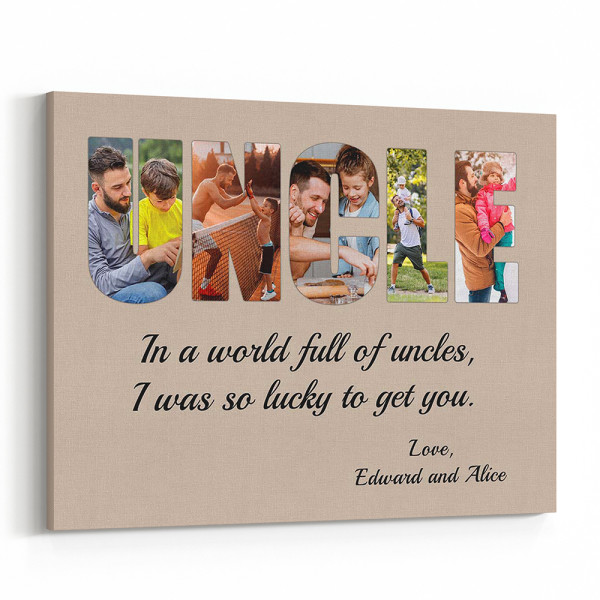 Uncle Custom Photo Collage Canvas Print