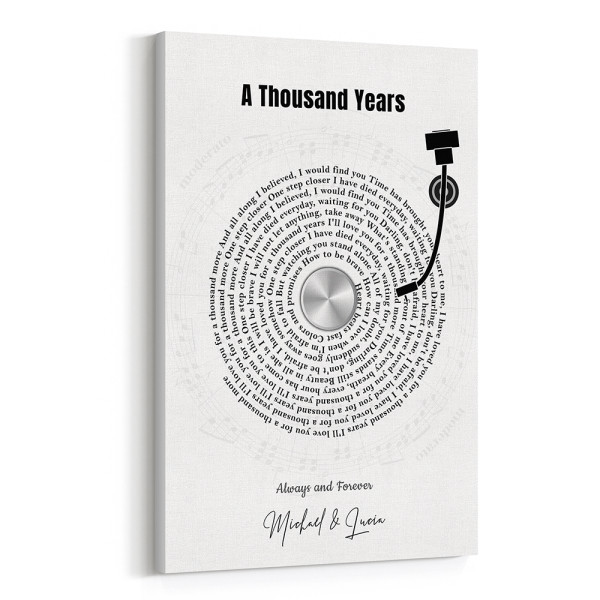 Vinyl Lyrics Anniversary Custom Canvas Print