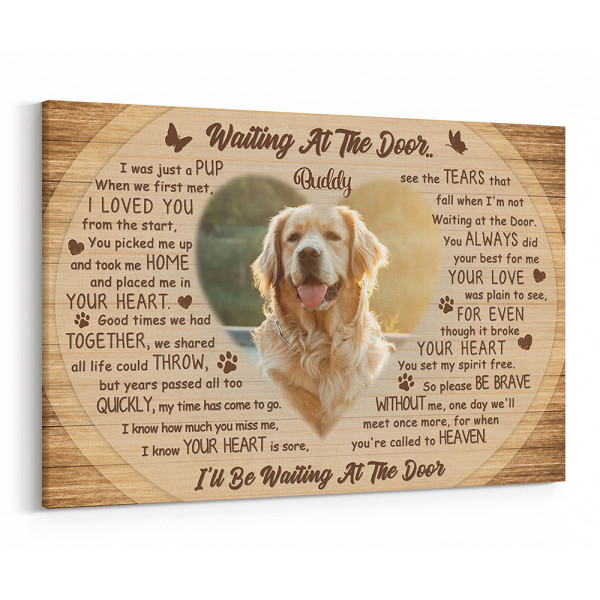 Personalized ‘Waiting At The Door’ Dog Memorial Canvas