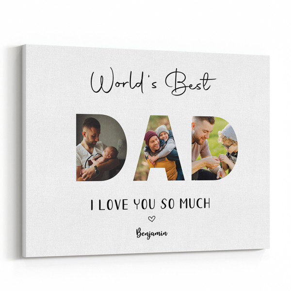 World's Best Daddy Custom Photo Collage Canvas Print