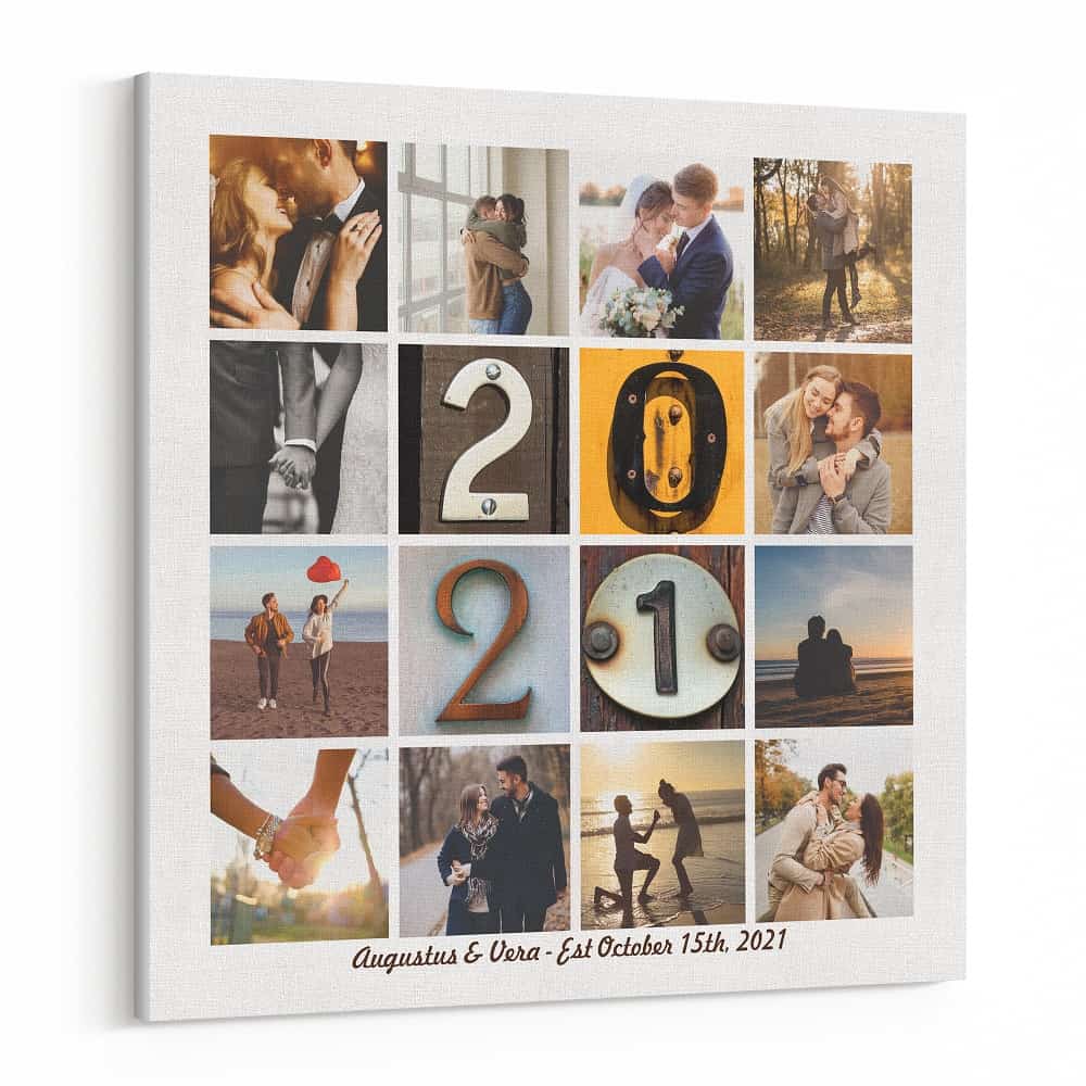 Anniversary Year Number Art Photo Collage Canvas Print