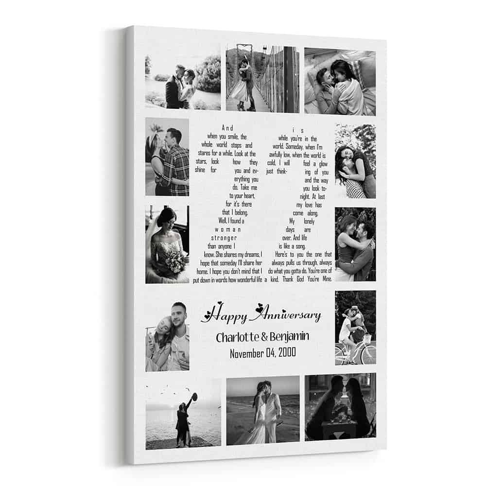 22 Years Anniversary Song Lyrics Word Art Number Photo Collage Canvas