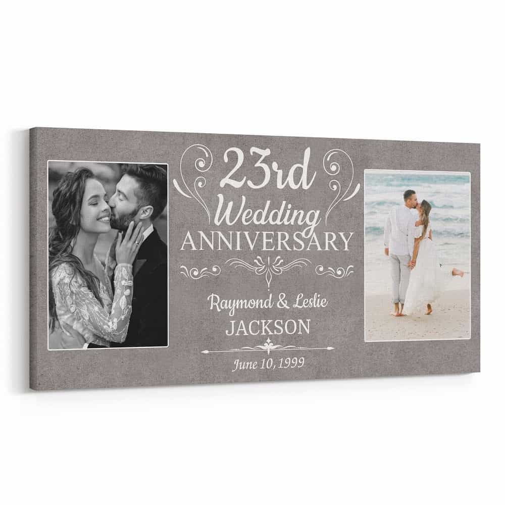 23rd Wedding Anniversary Custom 2 Photo Canvas Print