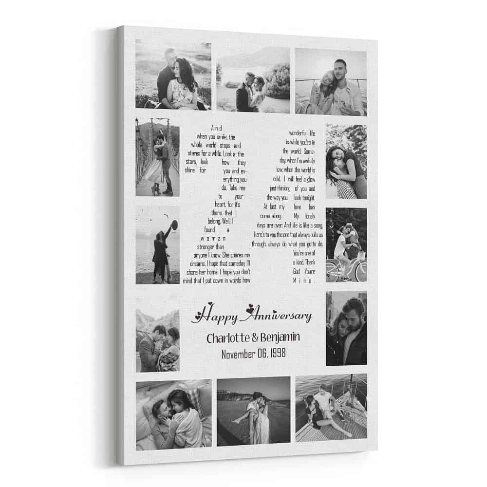 24 Years Anniversary Song Lyrics Word Art Number Photo Collage Canvas