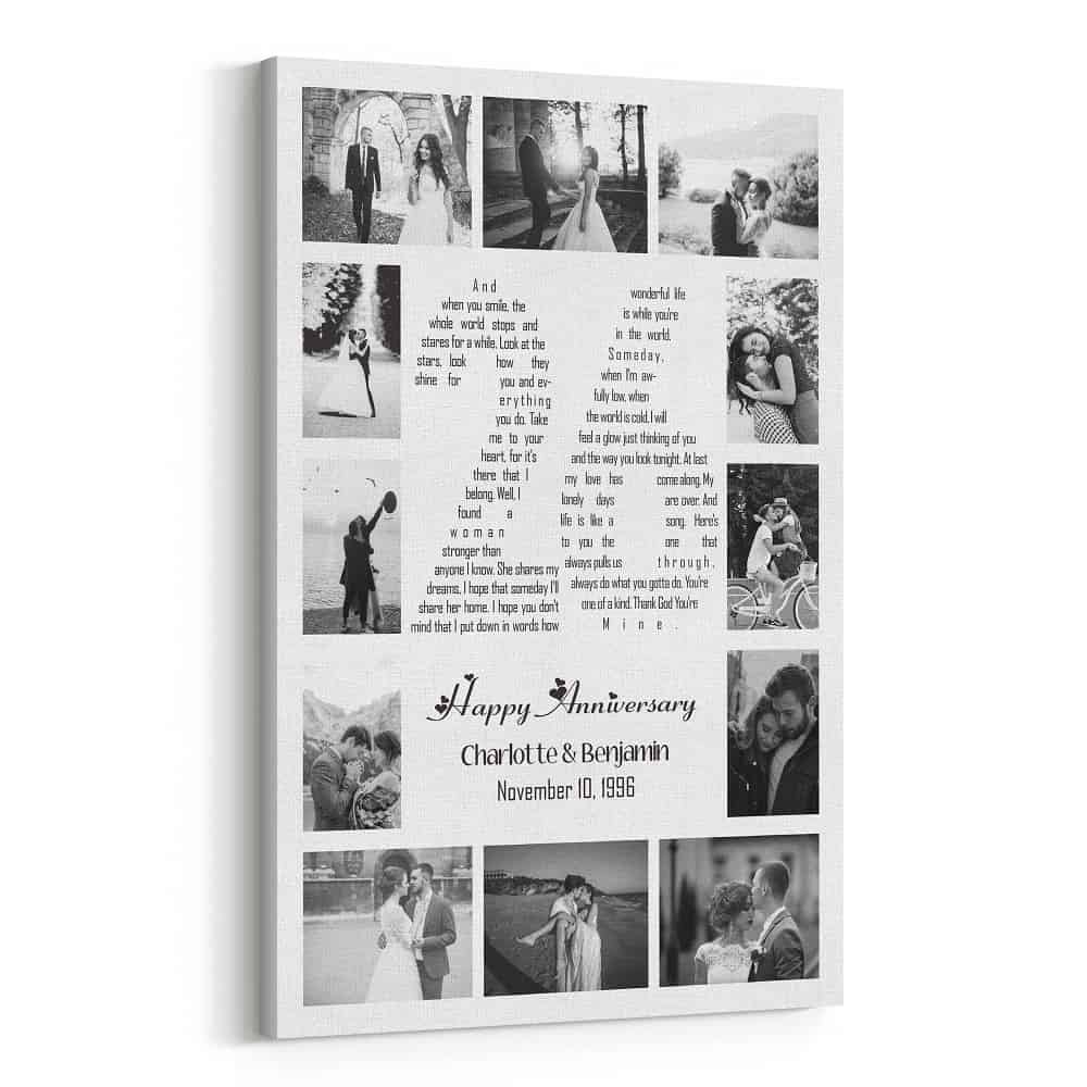 26 Years Anniversary Song Lyrics Word Art Number Photo Collage Canvas