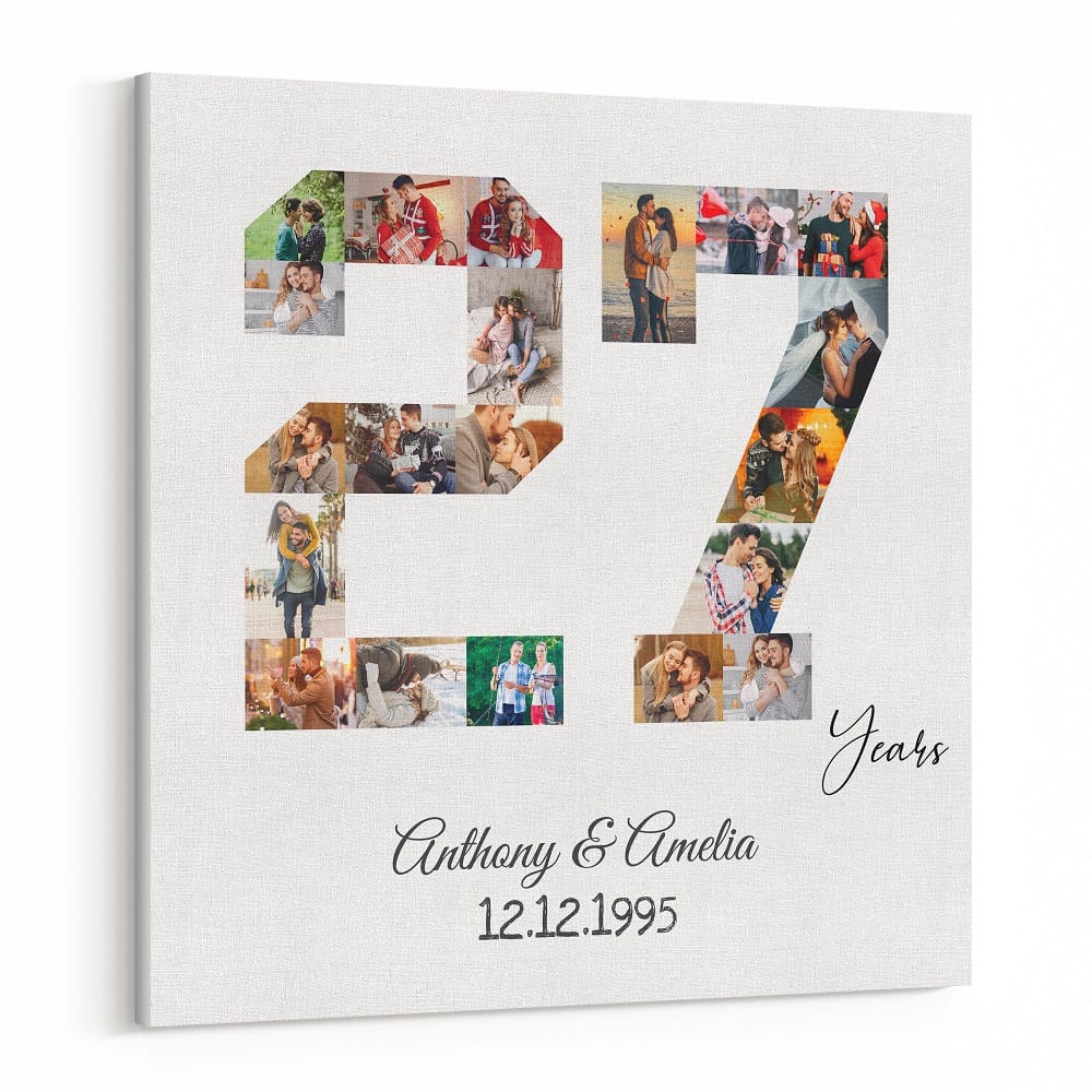 27 Years Anniversary Number 24 Photo Collage Canvas Print