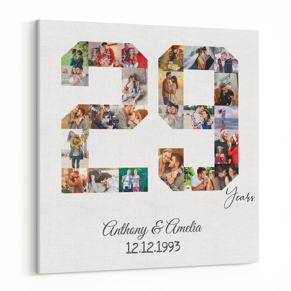 29 Year Anniversary Number Photo Collage Canvas Print